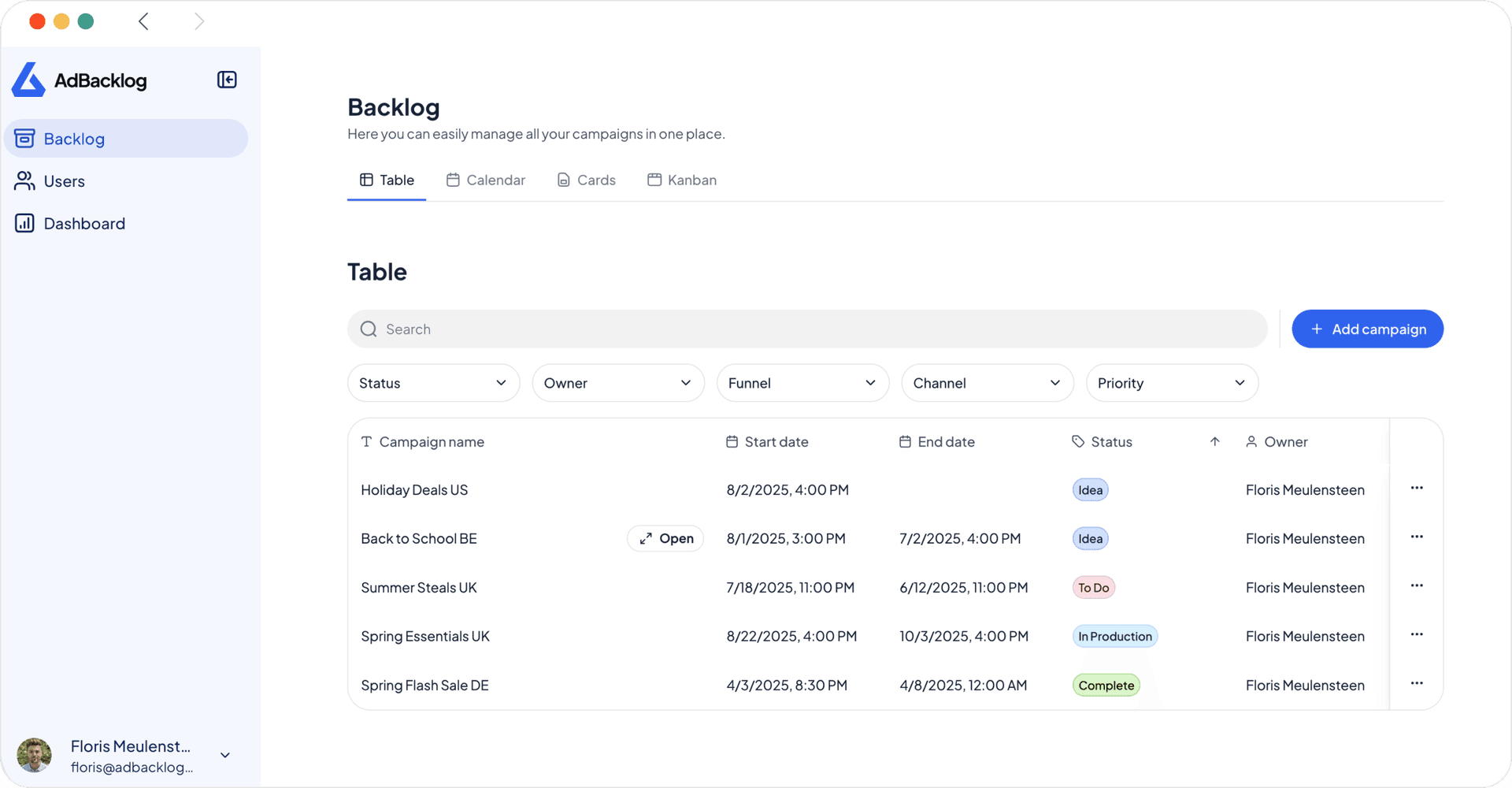 AdBacklog - Product Image