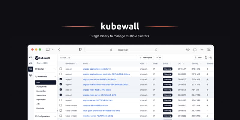 kubewall: Lightweight Multi-Cluster Kubernetes GUI - Product Image