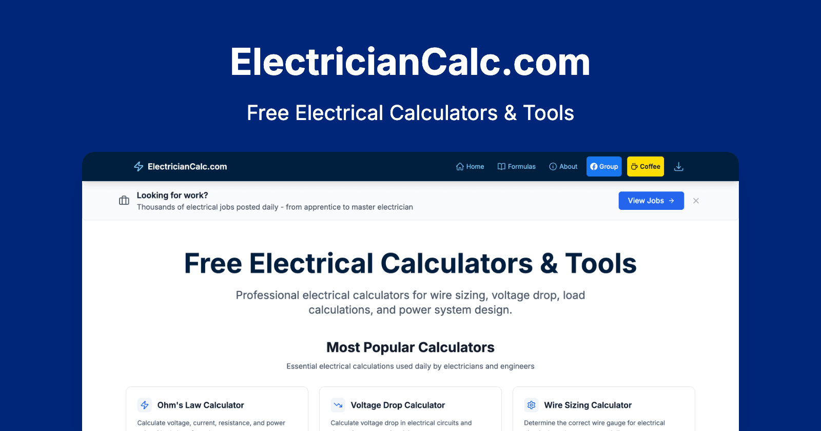 ElectricianCalc.com - Product Image