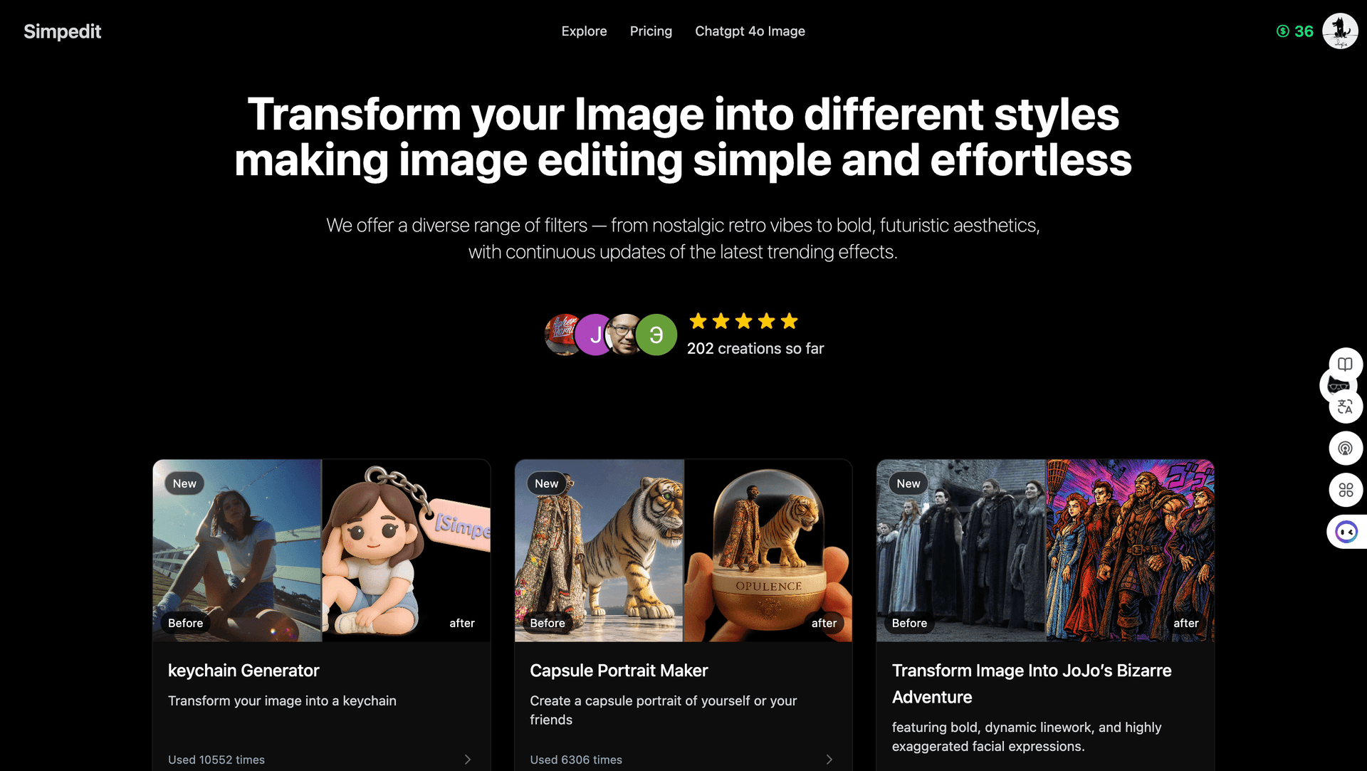 Simpedit One Click to Transform Your Image with Trendy Style - Product Image
