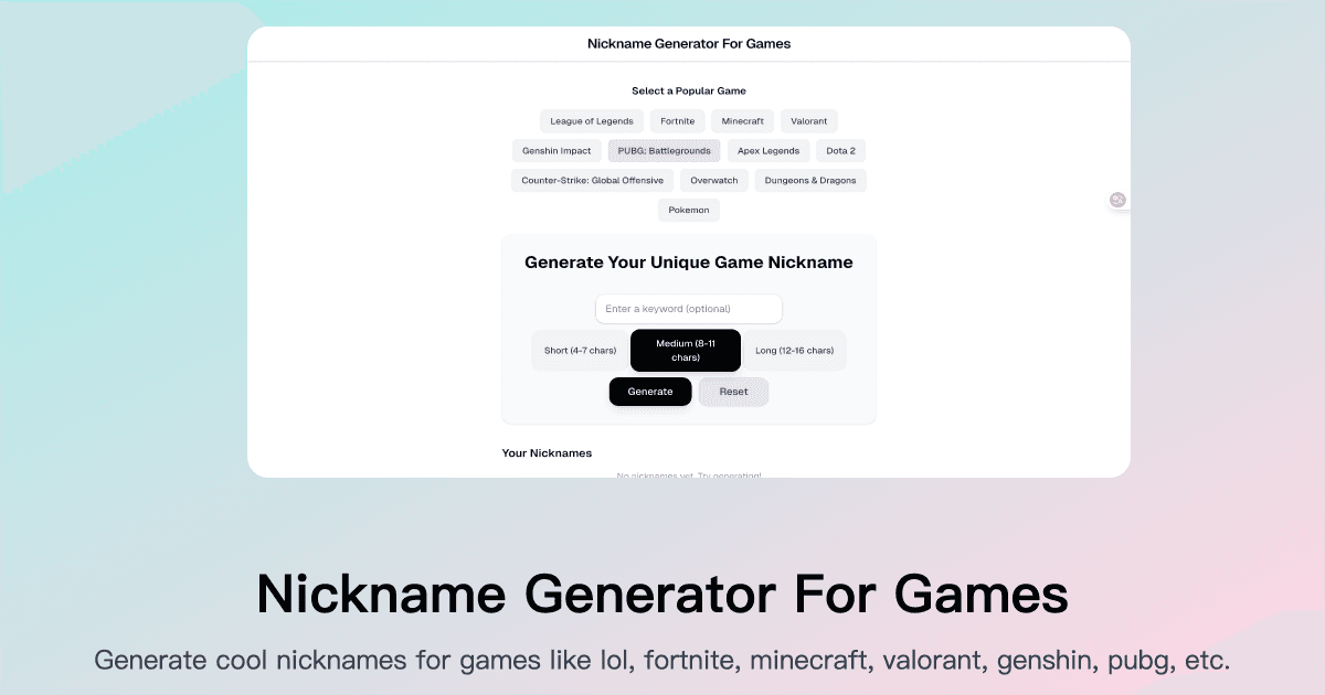 Nickname Generator For Games - Product Image