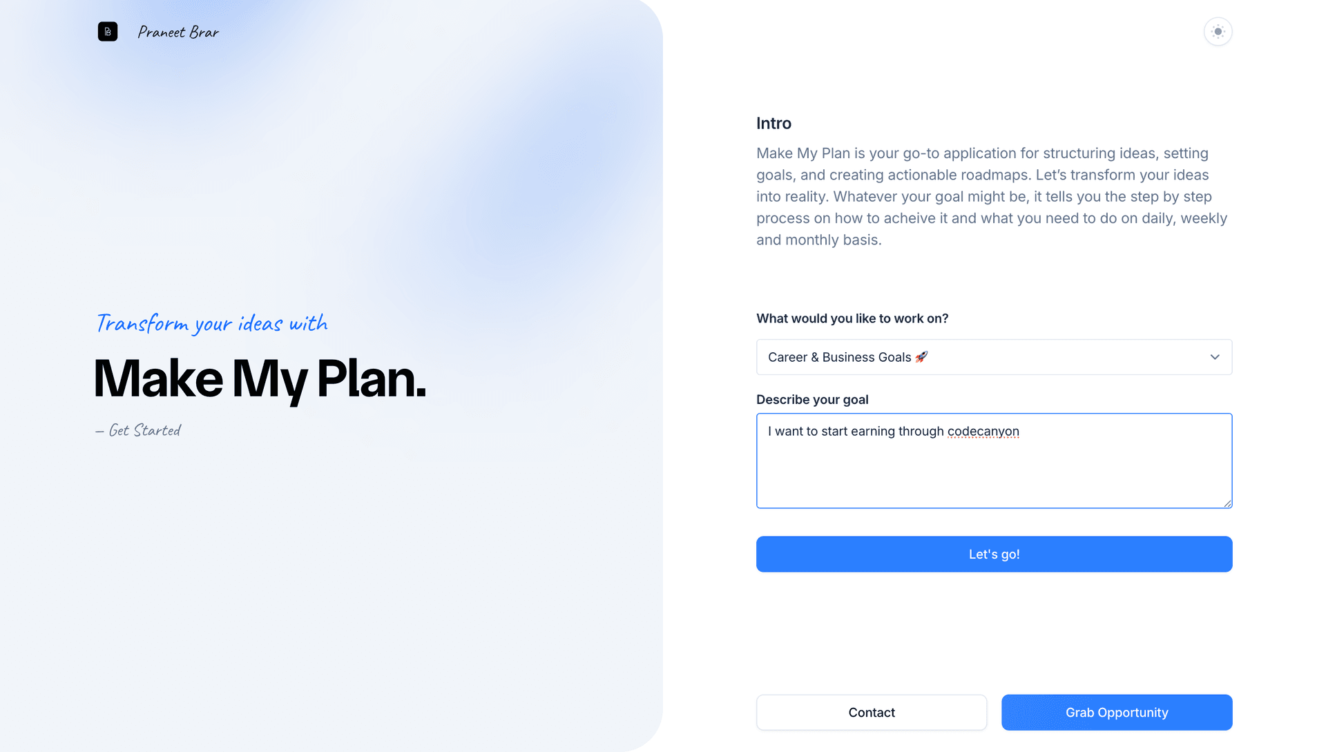 Make My Plan | Goal Planning Application - Product Image