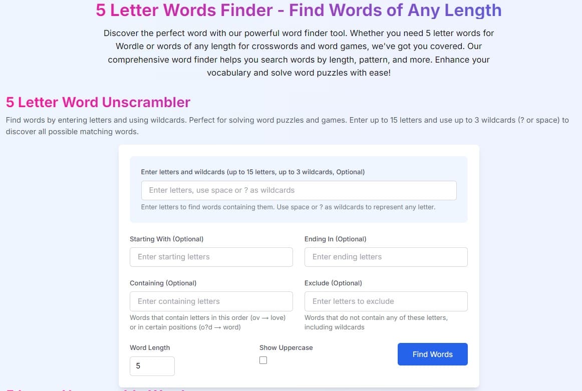 5 letter words finder - Product Image